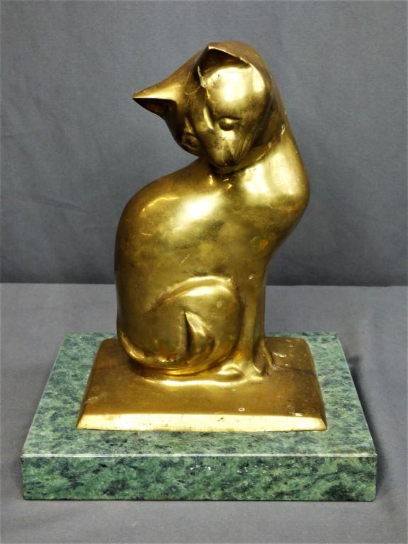Sitting Cat Solid Brass Sculpture/ Figurine (1 of 5)