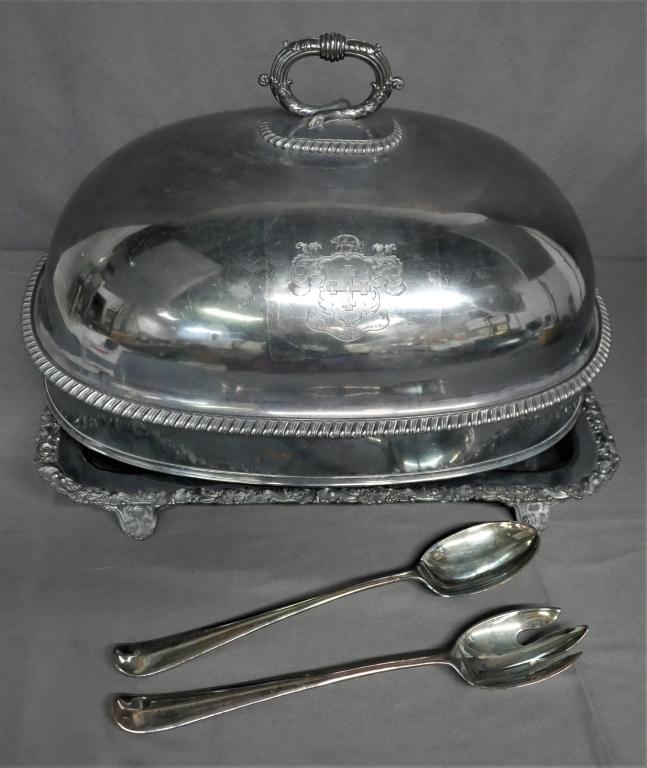 Large Antique Silver Plated Turkey Meat Dome Cover (1 of 15)