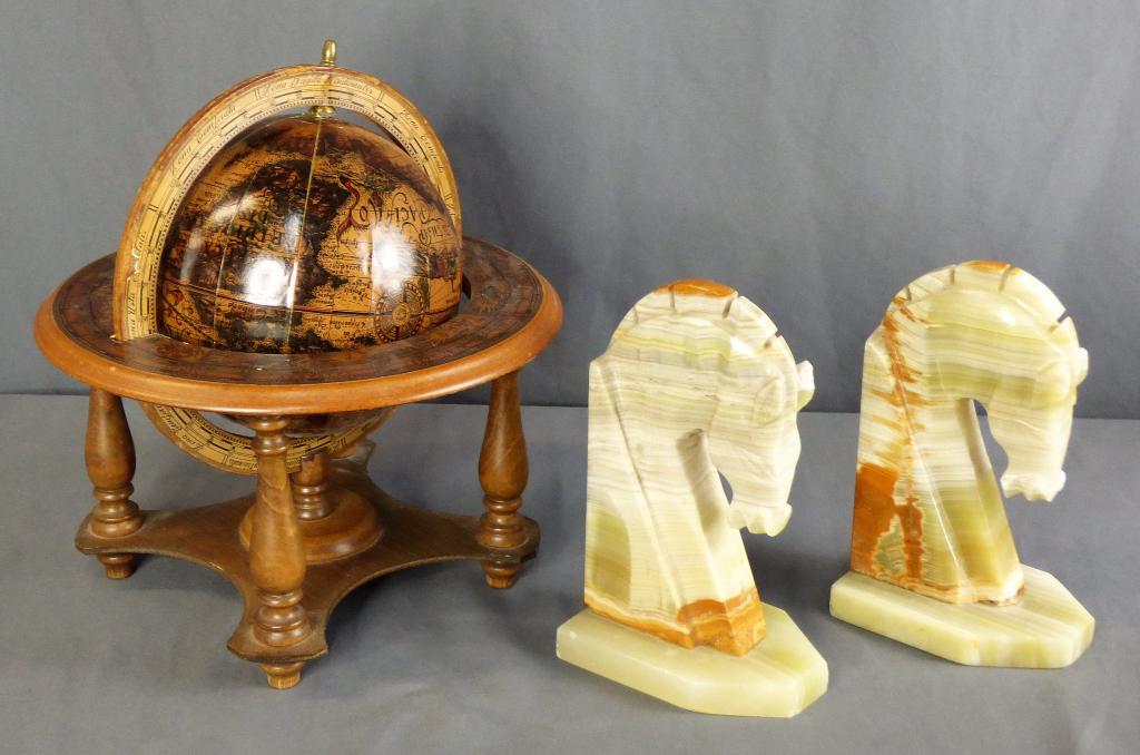 Onyx Horse Head Bookends & Tabletop Globe (1 of 11)