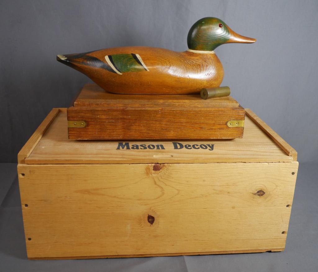 Vintage Wood Carved Mason Mallard Drake Duck Decoy (1 of 9)