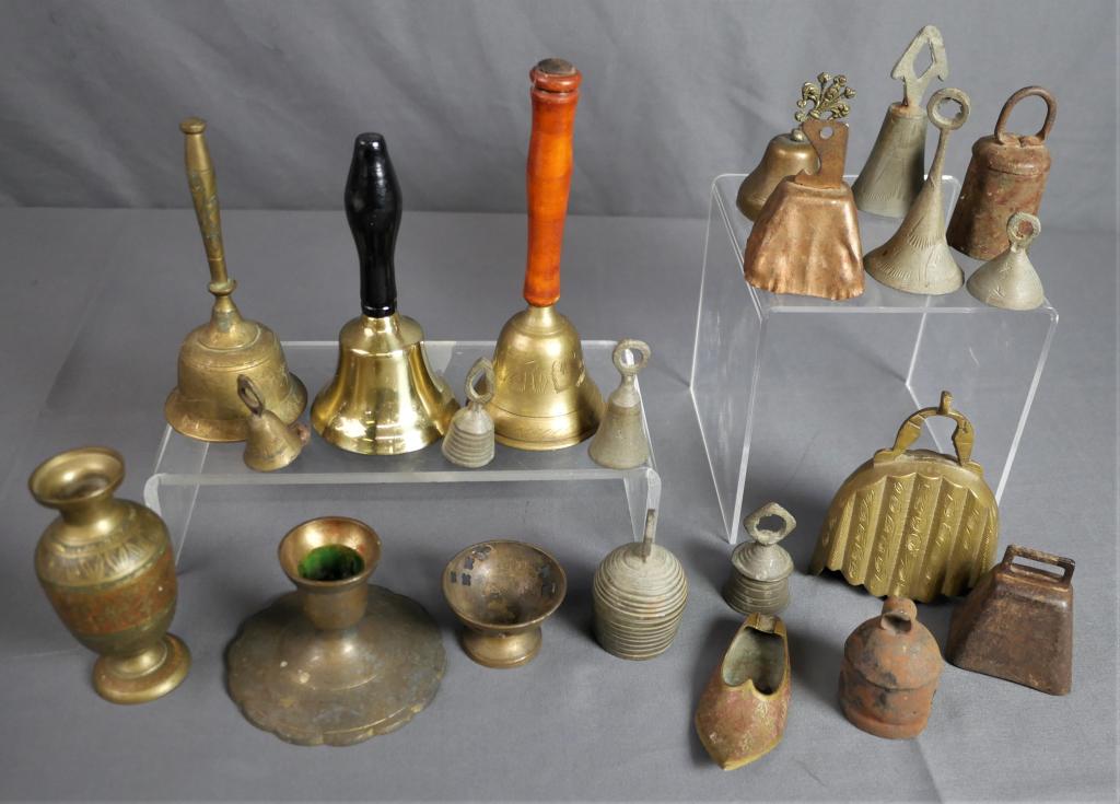 Group of Vintage Brass, Copper, Metall Bells, Canl (1 of 12)