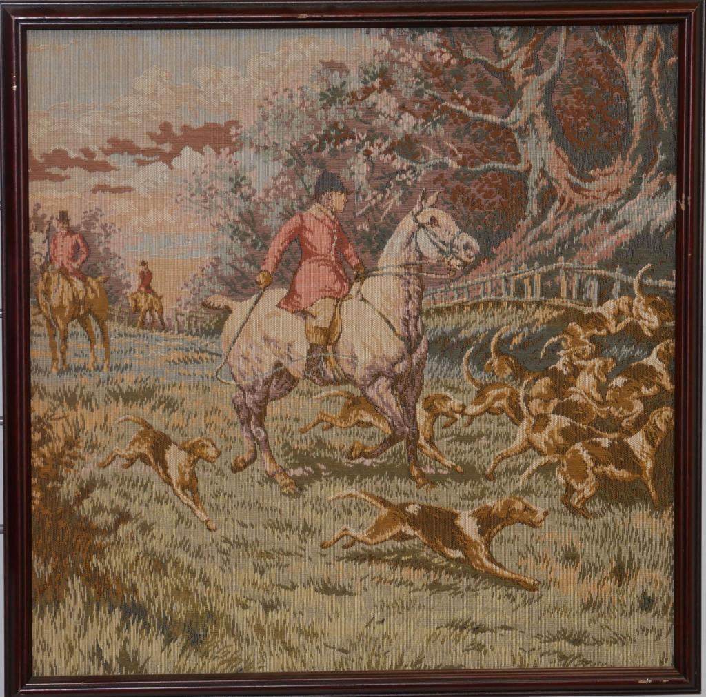 Vintage Fox Hunt Tapestry Wall Art Hunting Scene (1 of 4)