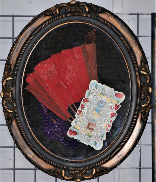 Antique Vanity Bag, Fan and Valentine Card Framed (1 of 6)