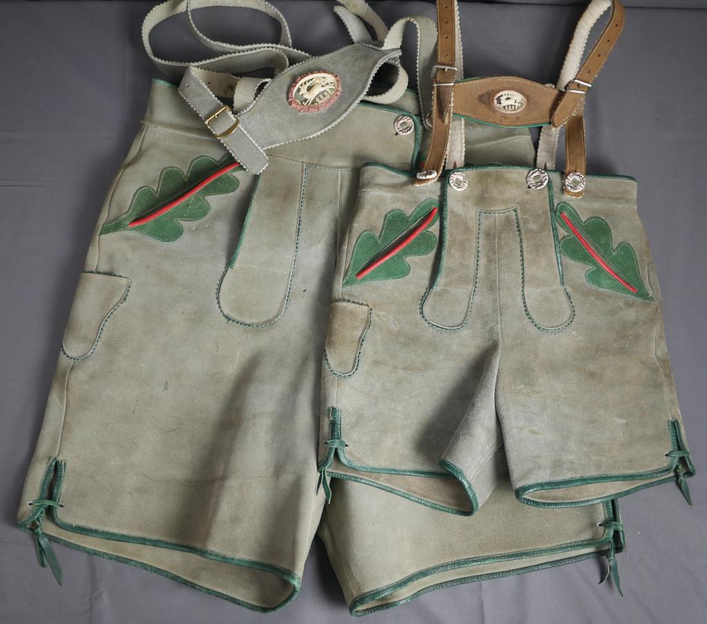 Antique German Lederhosen Folk Leather Shorts (1 of 13)