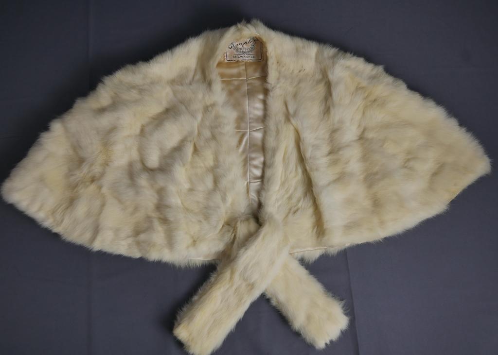 White Fine Fur Ladies Shawl (1 of 7)