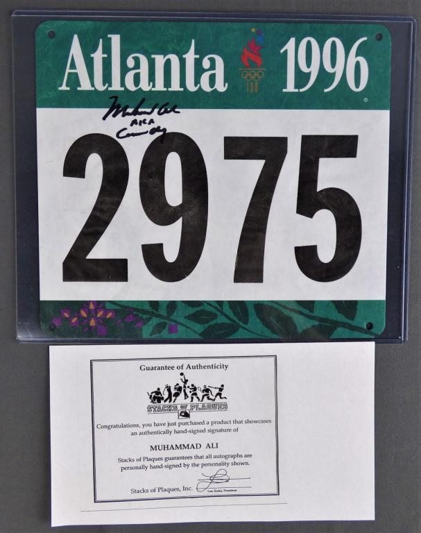 Muhammad Ali Autographed 1996 Atlanta Bib Number (1 of 4)