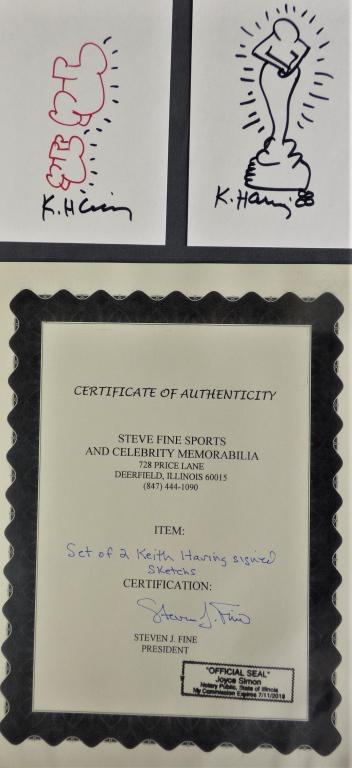 Keith Haring Signed Art Sketches. Lot of 2 (1 of 4)