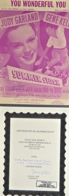 Judy Garland Signed Music Sheet You Wonderful You (1 of 4)