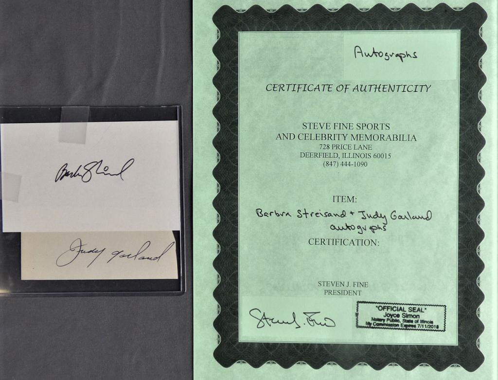 Barbara Streisand & Judy Garland Autographs (1 of 4)