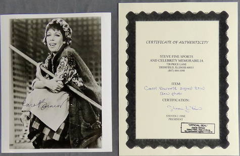 Carol Burnett Hand Signed Autographed Photograph: Carol Burnett Hand Signed Photograph. Size: 8" x 10". Comes with COA. Condition: Good