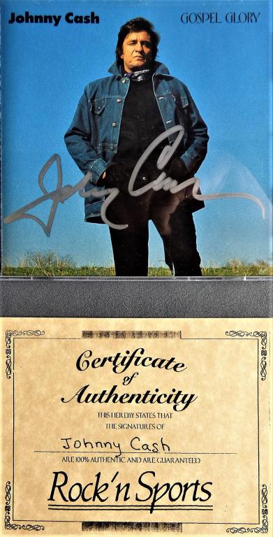 Johny Cash Autographed "Gospel Glory" CD: Johny Cash Autographed "Gospel Glory" CD. Comes with COA. Condition: Good