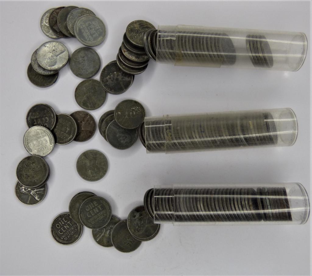 1943 US Steel Pennies One Cent Coins- 3 Rolls (1 of 6)