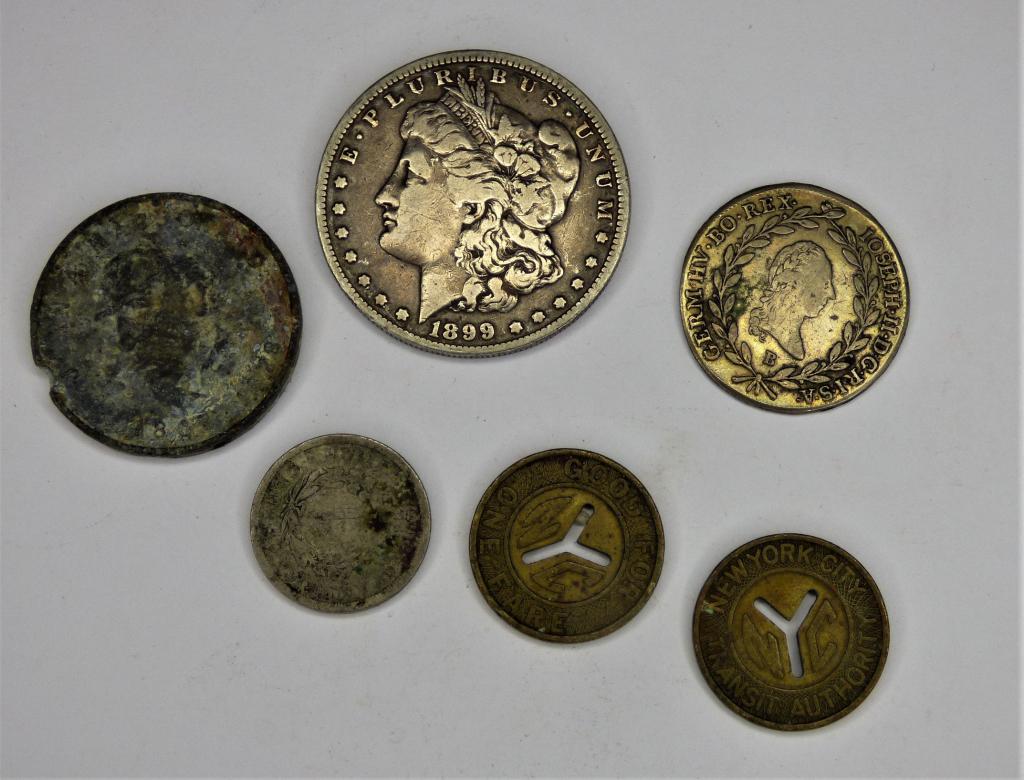 1899 US Silver Morgan Dollar & Other Coins (1 of 3)