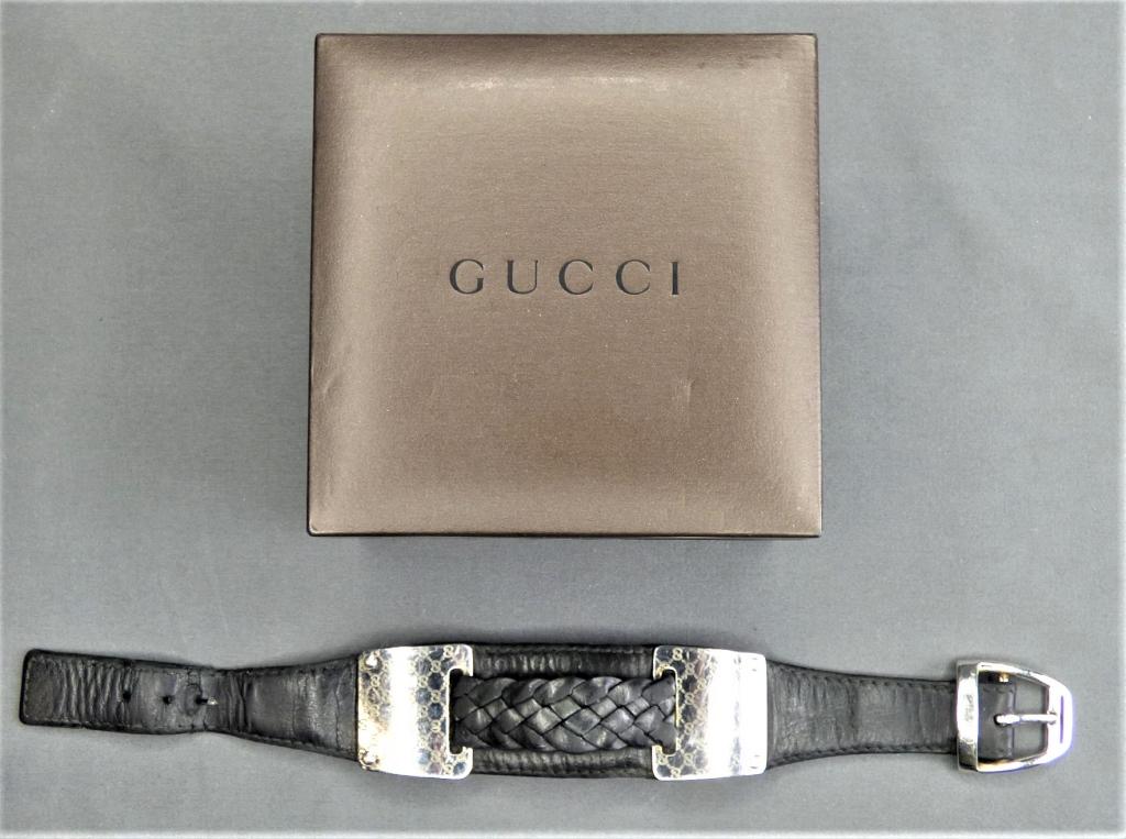 Gucci Designer Twisted Leather Wrist Bracelet (1 of 5)