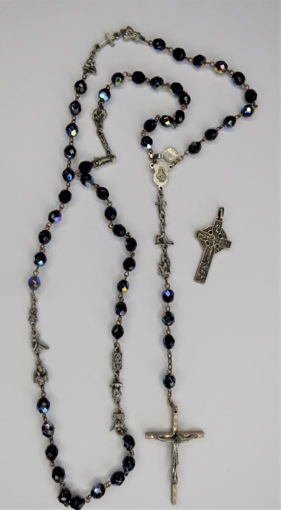 Vintage Italian Rosary Cross & Sterling Silver Cro (1 of 6)