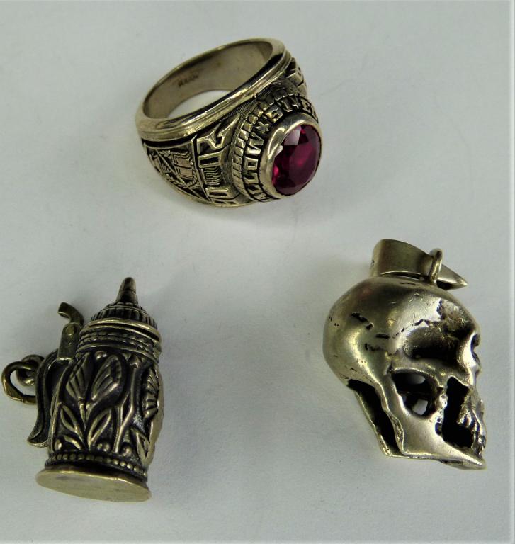 Sterling Silver Jewelry- School Ring, Scull Pendan (1 of 9)