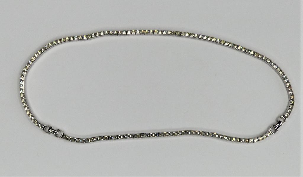 Dorsons Sterling Silver Rhinestones Necklace: Dorsons Sterling Silver Rhinestones Choker Necklace. Measures 19" long. Condition: Good