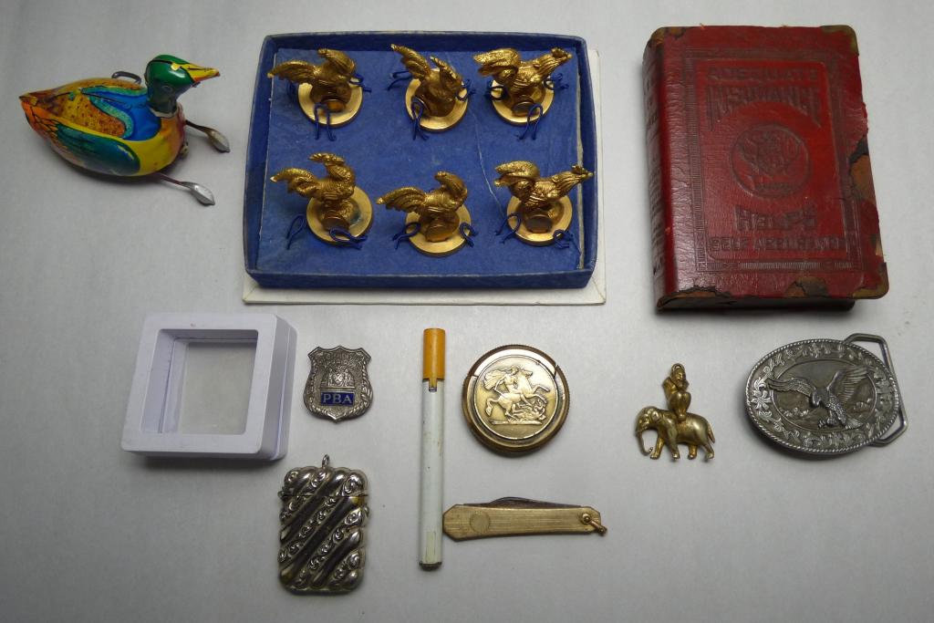 Small Collectibles incl. Sterling, Police Badge,f (1 of 11)