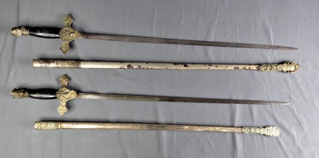 Two Knights of Columbus Masonic Swords: Two Knights of Columbus Masonic Ceremonial Swords. Condition: Both swords show wear