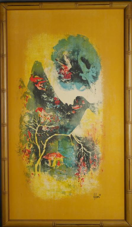 Hoi Lebadang Abstract Signed  Lithograph on Silk (1 of 4)