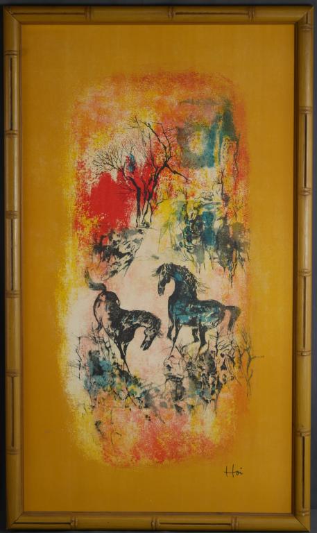 Hoi Lebadang Abstract Signed  Lithograph on Silk (1 of 5)