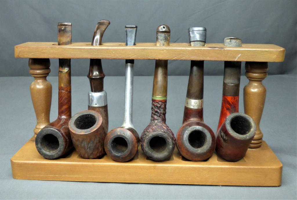 Vintage Smoking Pipes w/ Stand- Peterson, Ronson, (1 of 20)