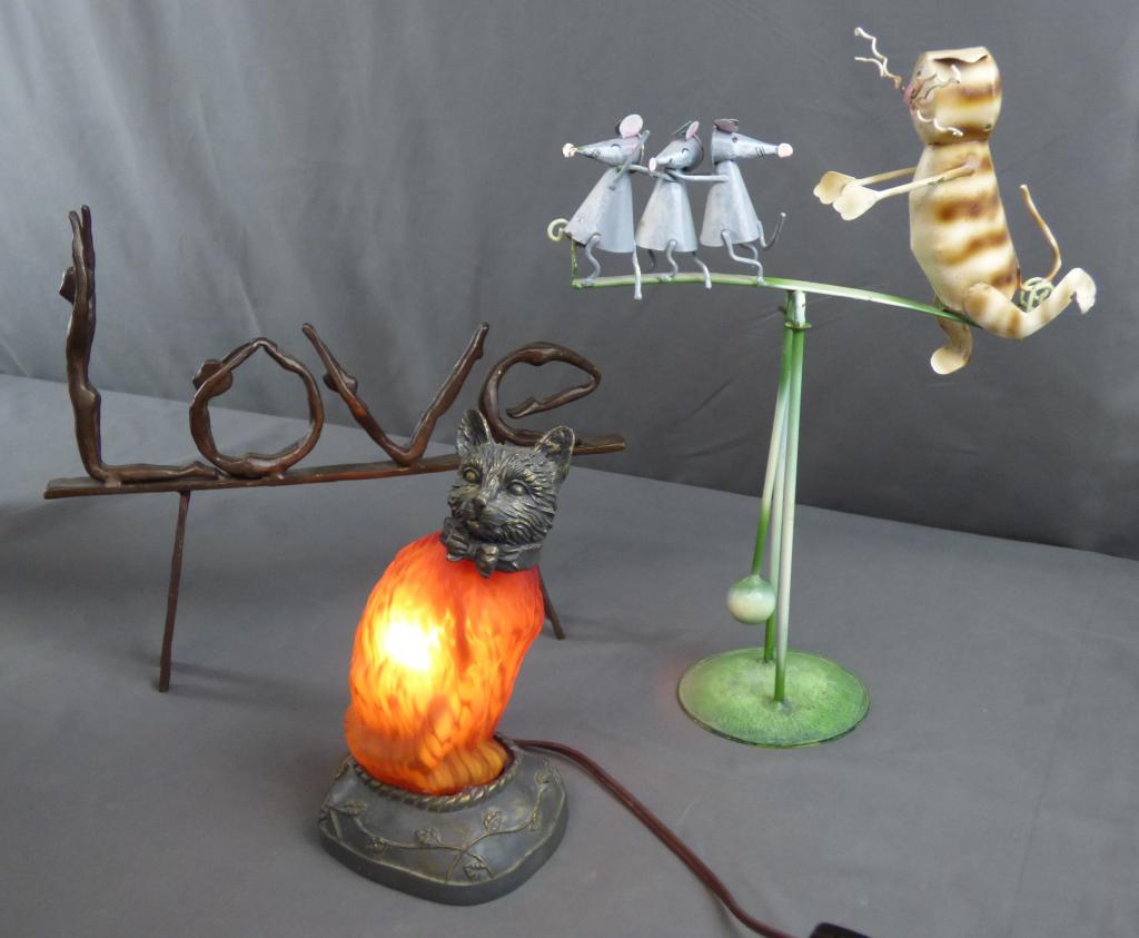 Cat & Mice Kinetic Sculpture, Love Sign, Cat Lamp (1 of 10)