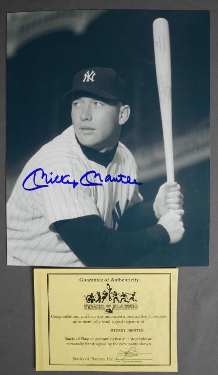Mickey Mantle Hand Signed Baseball Photograph (1 of 3)