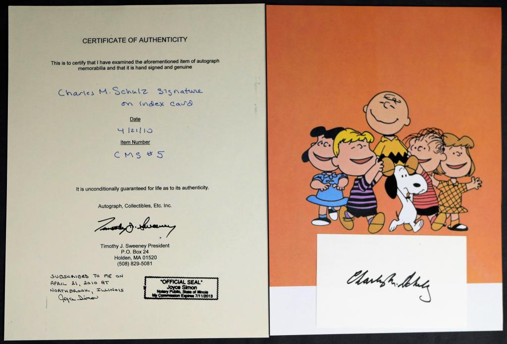 Charles M. Schultz Signature/ Autograph - Peanuts (1 of 3)