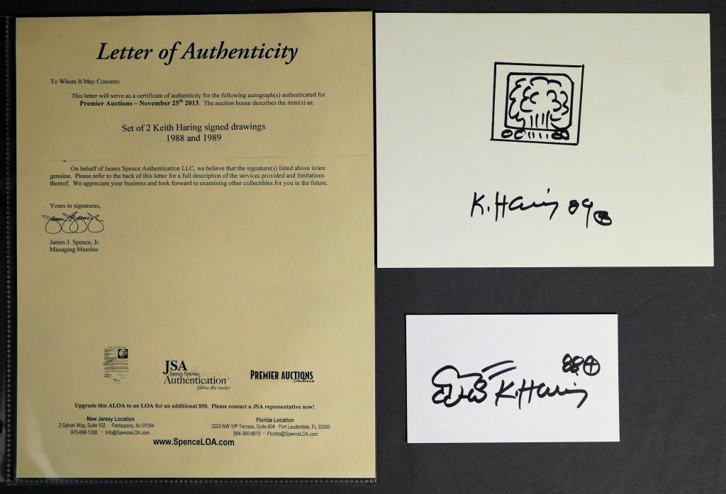 Keith Haring Original Signed Drawings Art w/ COA (1 of 4)