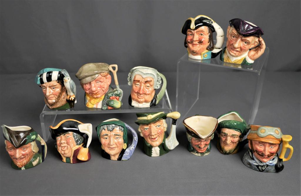 12 Assorted Miniature Royal Doulton Character Jugs (1 of 12)