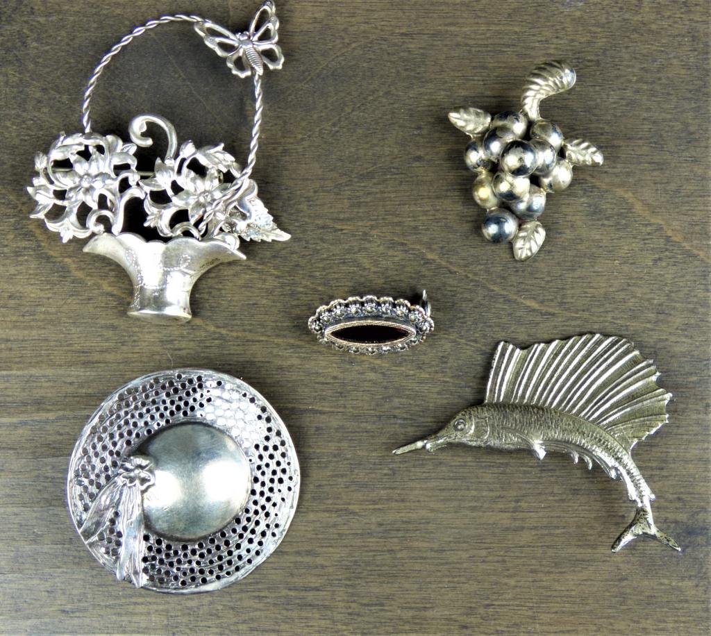 Sterling Silver Jewelry- Figural  Brooches/ Pin (1 of 8)
