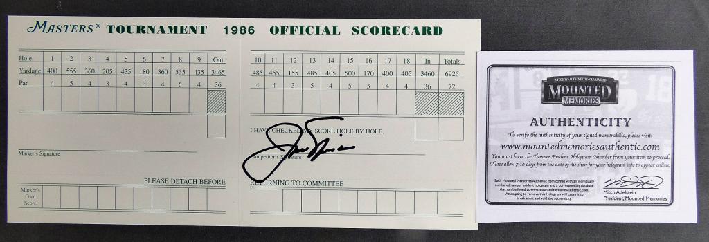 Jack Nicklaus Signed 1986 Masters Golf Score Card (1 of 4)
