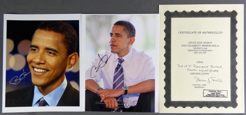Two Signed/ Autographed Barack Obama Photographs (1 of 6)