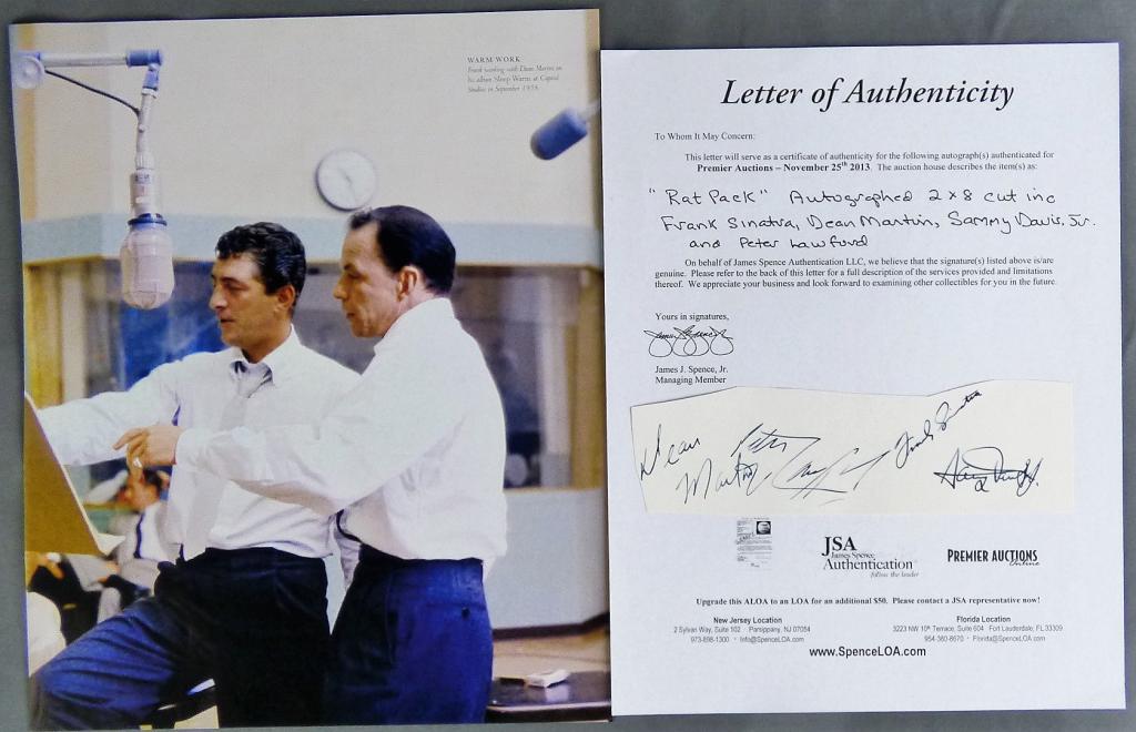 "The Rat Pack" Autographs of all 4 Members Sinatra (1 of 7)