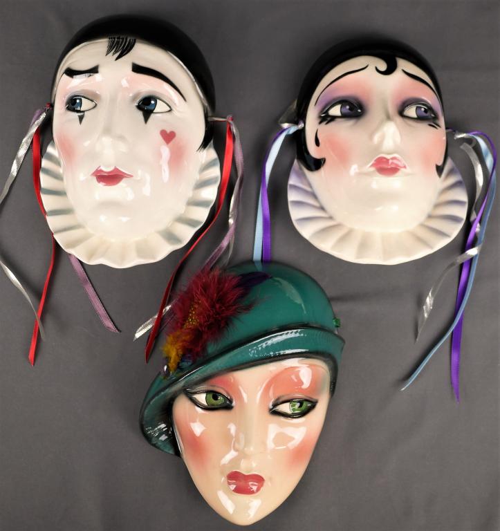 Lot of Three Ceramic Masquarade Masks/Hangings (1 of 9)