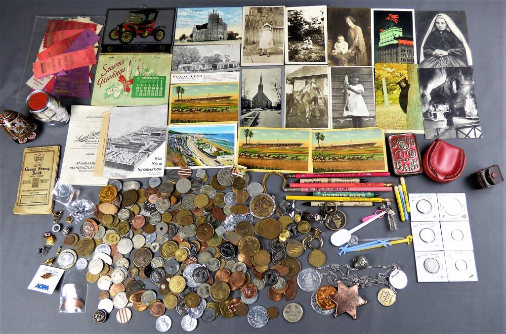Large Grandfather Junk Lot- Coins, Tokens, Postcar (1 of 20)