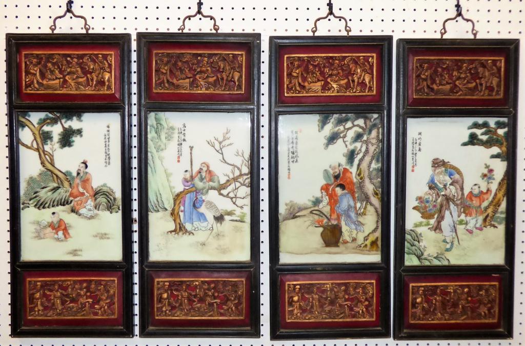Antique Chinese Hand Painted Porcelain Wall Panels (1 of 13)