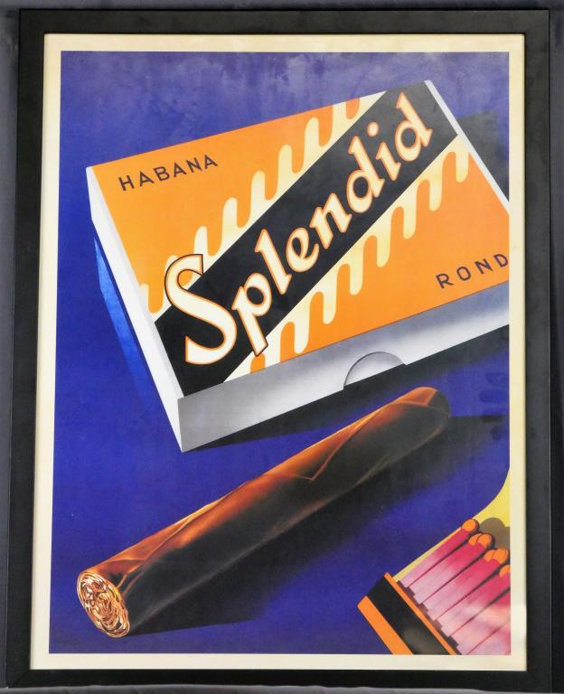 Splendid Habana Fred Neukomm Cuban Cigar Poster: Splendid Habana 1930 Fred Neukomm Cuban Cigar Advertising Art Poster. Measures 33 ½" x 22 ½". Most likely later reproduction. Condition: Good