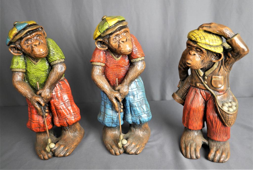 Vintage Progressive Arts Monkey Golfer Sculptures (1 of 10)