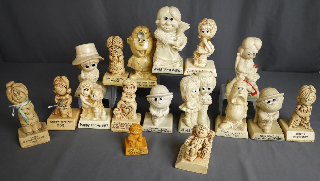 Vintage R.W. Berries / Paula Figurine Lot of of 17: Large lot of 17 vintage from the 70's collectible figurines by R.W. Berries Co. and Paula brand. All different types of figurines from honoring Grandma and Grandpa to expressing your love for one anot