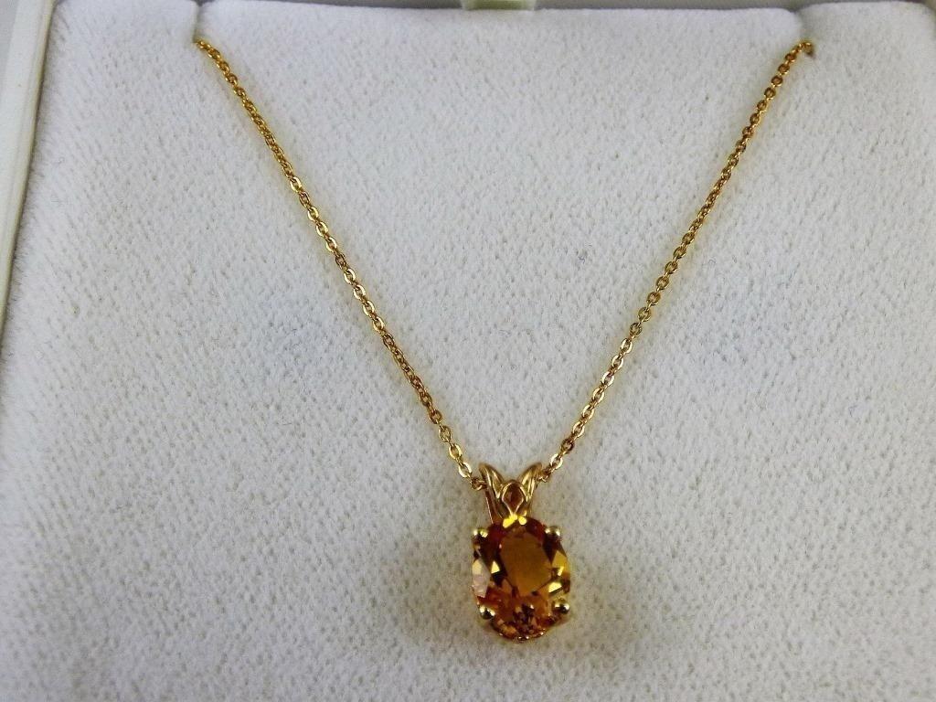 14K Gold / Citrine Necklace- Pendant & Chain (1 of 3)