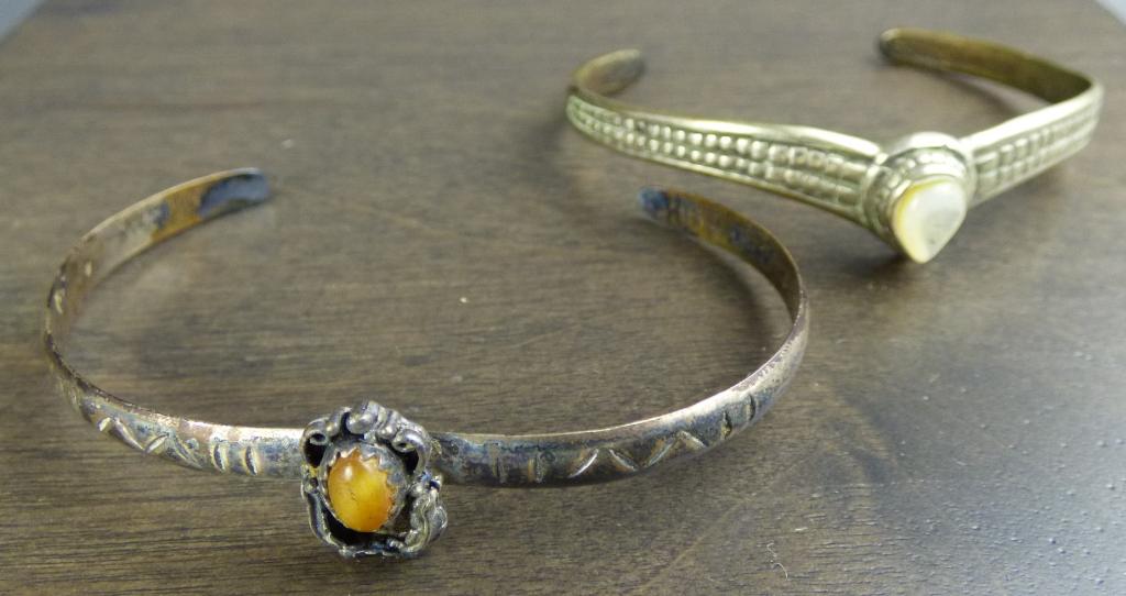 Lot of 2 Antique Silver / Precious Stone Bracelets (1 of 7)