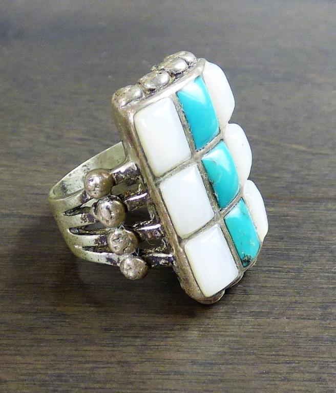 Native American Sterling Silver Ring  Mother of Pe (1 of 4)