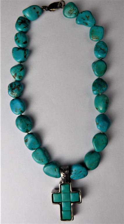 Simon Sebbag Turquoise & Sterling Cross Necklace (1 of 4)