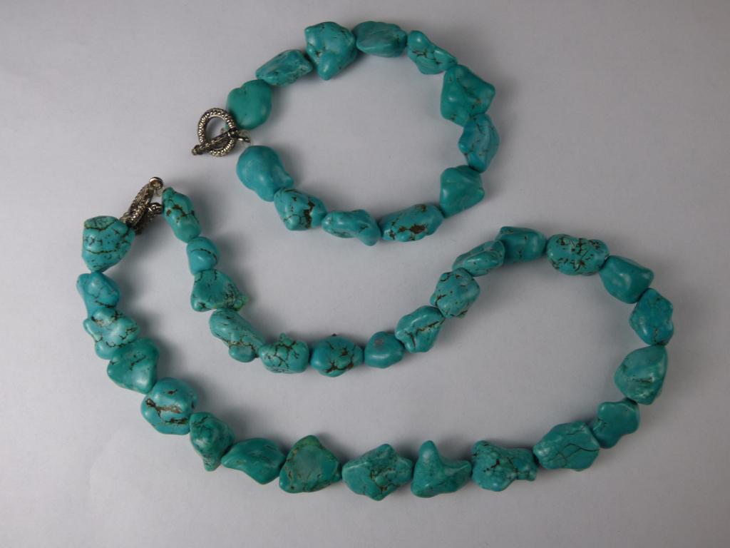 Large Turquoise Nugget Necklace & Bracelet (1 of 6)