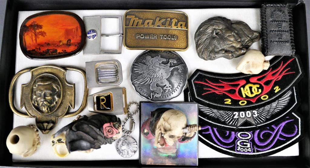 Vintage Belt Buckles, Biker Patches & Skullcaps (1 of 5)