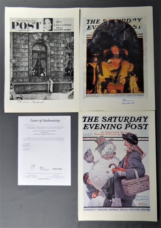 Norman Rockwell 3 Signed Cover Art Prints (1 of 8)