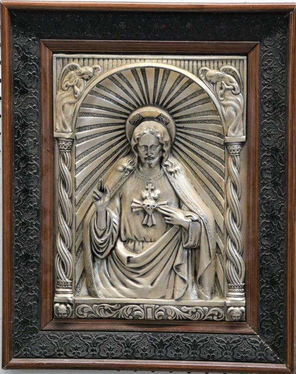 Framed Silver Plated Jesus Relief 3D Religious Art (1 of 6)