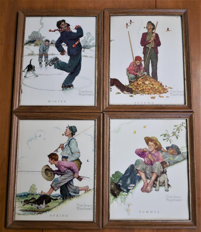 Four Framed Norman Rockwell "The Seasons" Prints (1 of 9)